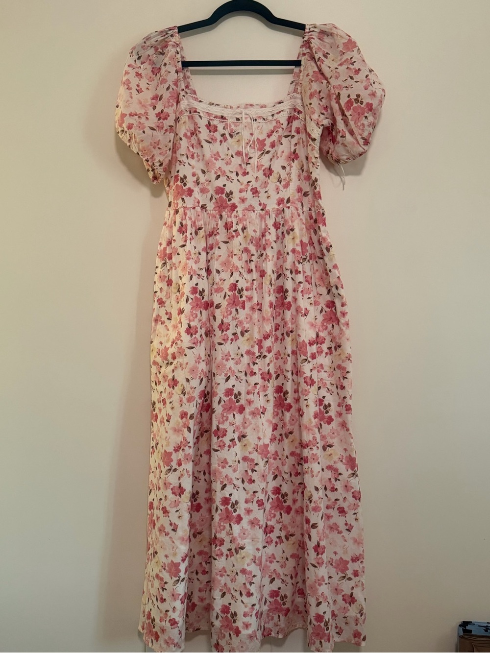 Abercrombie & Fitch Pink Floral Square-Neck Midi Dress - Picture 4 of 6